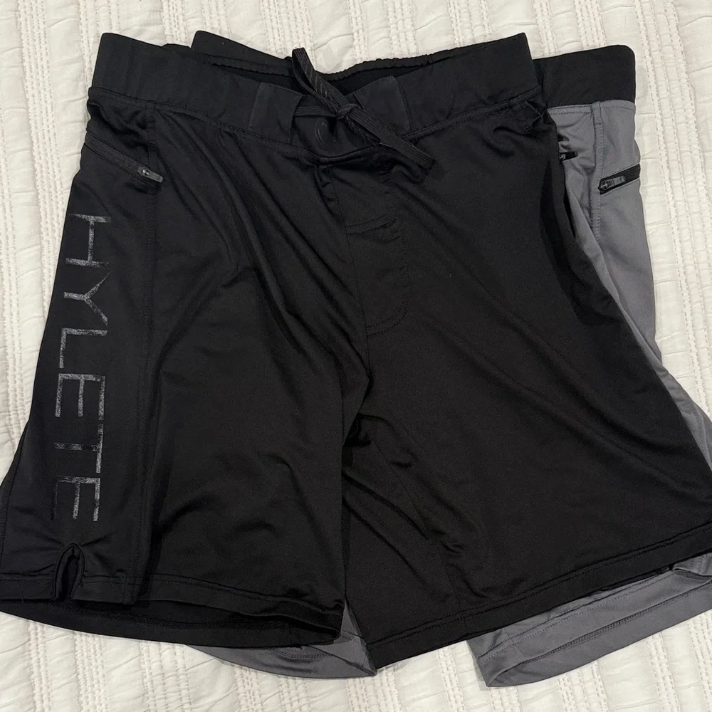 Hylete Dual-Tone Black and Gray Athletic Shorts - Picture 1 of 6